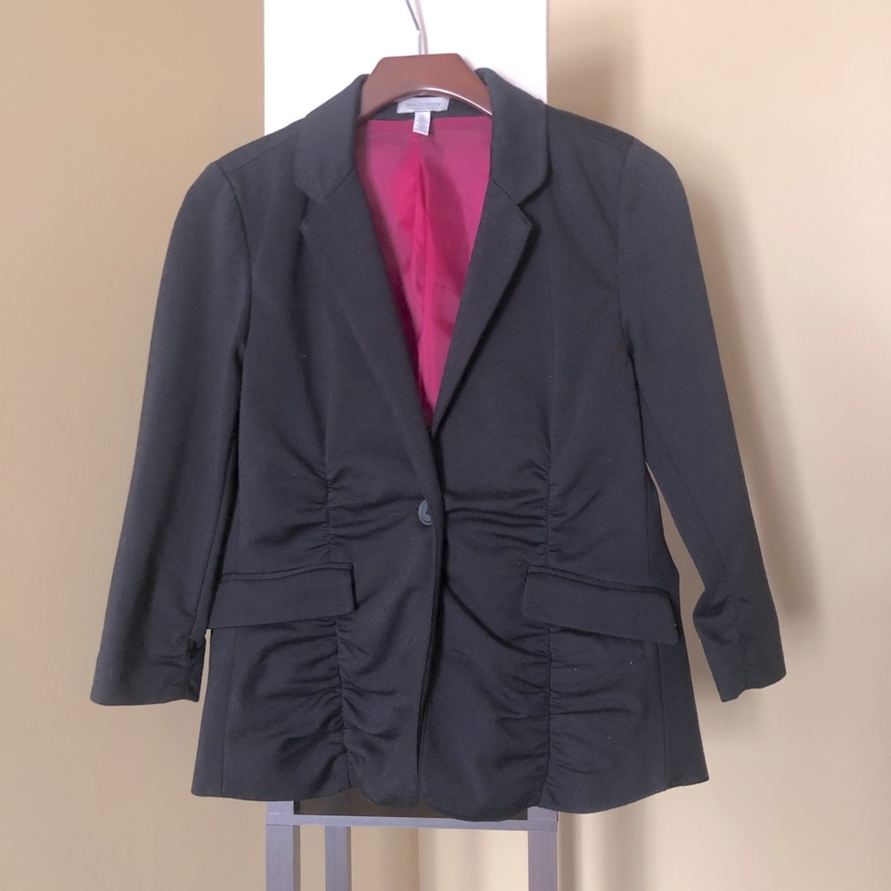 Black Blazer with Ruching and 3/4 Sleeves